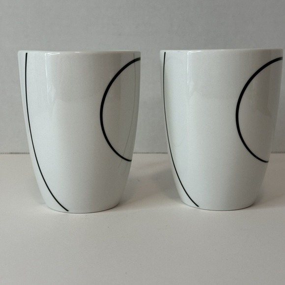 Corelle Corning Simple Lines Cup Set of 2, Square, Black Curved Lines On White - Picture 4 of 9